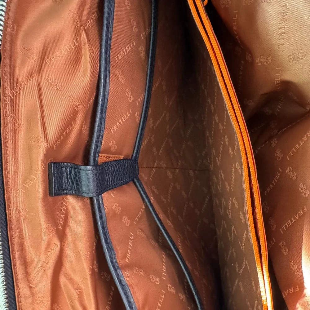 Genuine Leather Navy Laptop Messenger Bag | European Brand | New
